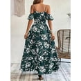 thumbnail image 4 of ZOELNIC Women's Floral Maxi Dress Cold Shoulder Split Thigh Belted A Line Long Summer Dress, S, 4 of 6
