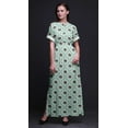 thumbnail image 3 of Bimba Robe Longue d'Été en Rayonne à Imprimé Géométrique Feuilles/fleuri et Losanges, Manches Kimono, Fente, Grande, 3 of 6