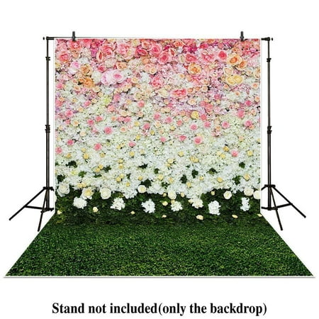 MOHome Polyster 5x7ft Photography Backdrop flowers wall lawn interior grass wedding background props photocall photobooth Photo