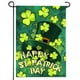 ANLEY Double Face Premium Joyeux Drapeau de Jardin de Jour de St. Patrick, Chapeau Vert avec des Drapeaux de Jardin Décoratifs de Trèfle -18 x 12,5 Pouces – image 1 sur 7
