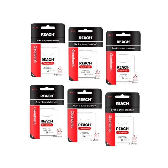 Reach Cleanburst Waxed Dental Floss, Oral Care, Flavored, (Pack of 6)