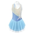 thumbnail image 2 of TiaoBug Kids Girls Figure Ice Skating Dance Dress Sleeveless Flower Sequins Ballet Leotard Tutu Dress Light Blue 12, 2 of 7