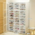 thumbnail image 2 of Miumaeov Portable Shoe Storage Organizer Tower, Dust-proof Shoe Rack Shelf Plastic Shoe Storage Cabinet with Doors, Foldable Shoe Storage Rack for Sneaker Collection Heels, Boots, Slippers, 2 of 7
