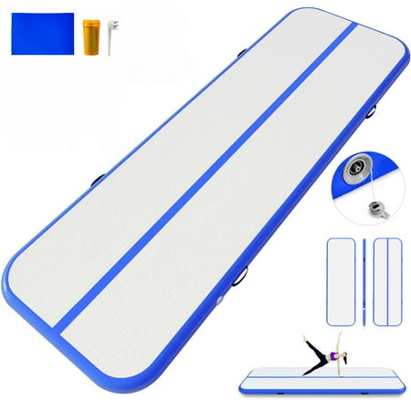 VEVOR Air Track 16ft Inflatable Air Track Tumbling Mat with Electric Air Pump 4in Thickness Tumble Track Mats for Gymnastics Cheerleading Yoga Home Use Blue Walmart