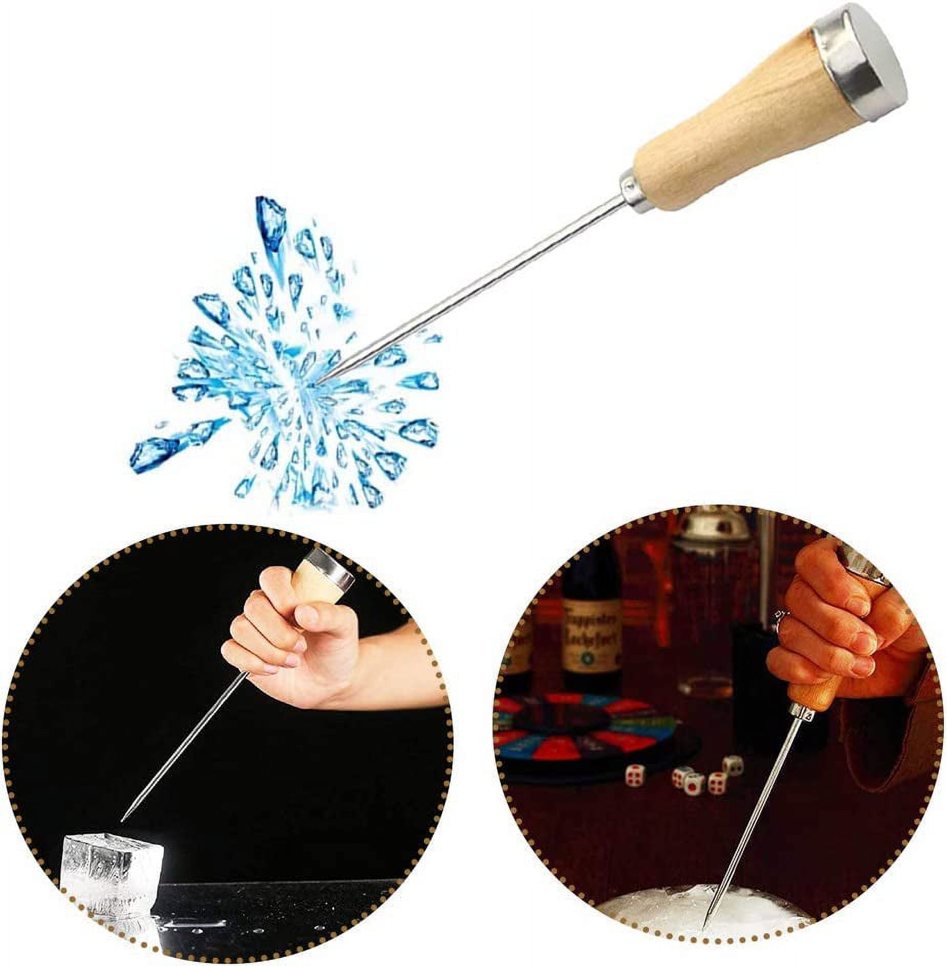 D-GROEE 2PCS Ice Picks Stainless Steel Ice Pick with Safety Wooden  Handle,Ice Breaking Accessories for Kitchen,Bar,Restaurant 