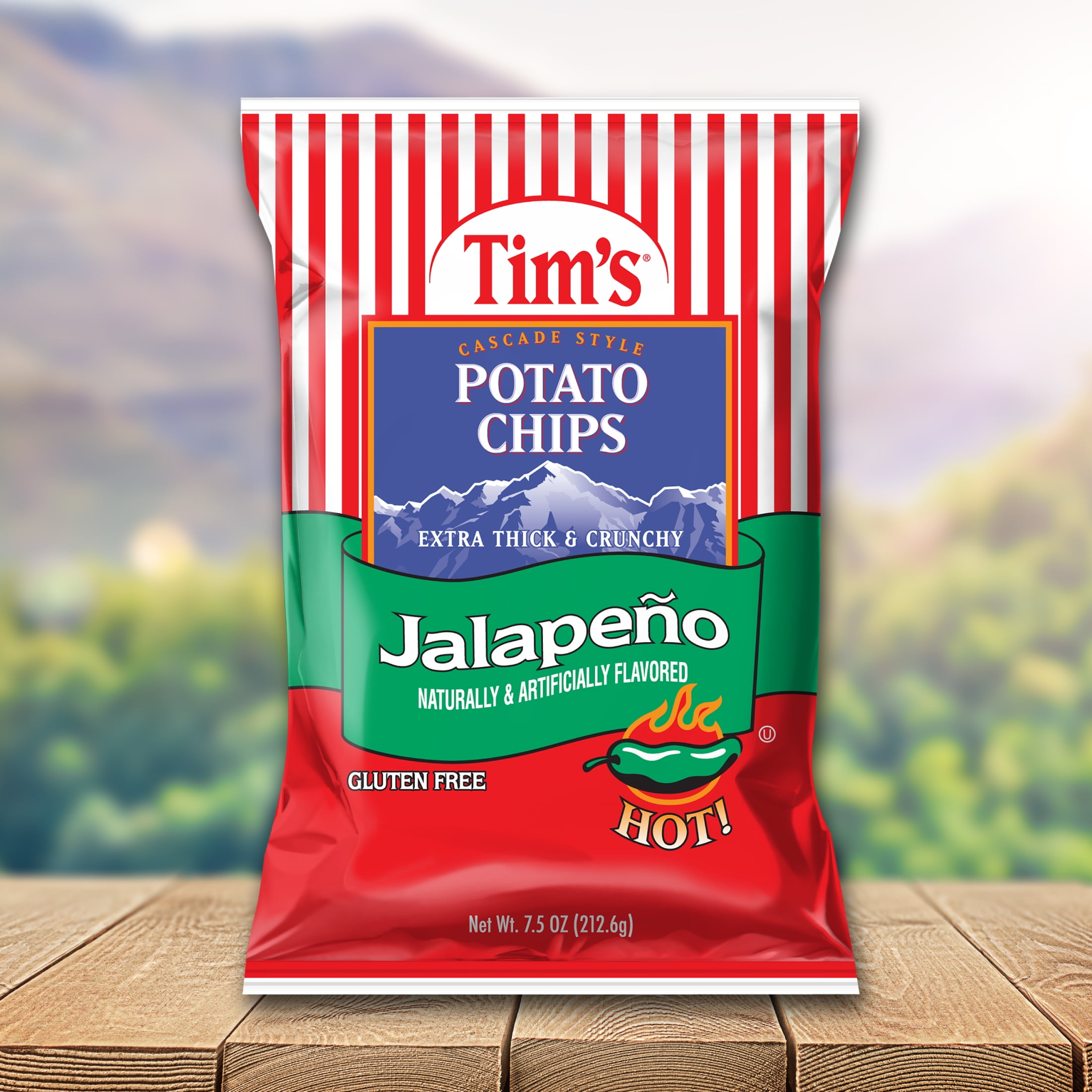 (3 pack) Tim's Cascade Snacks Jalapeno Cascade Style Potato Chips, Gluten-Free, 7.5 oz Bag