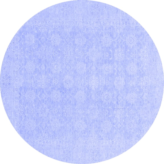 Ahgly Company Indoor Round Oriental Blue Modern Area Rugs, 7' Round