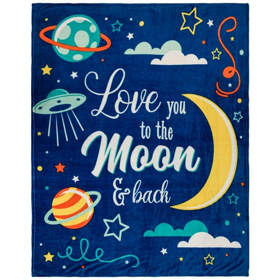 To the Moon & Back (Space) Soft Plush 50x60in Blanket