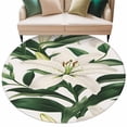 thumbnail image 6 of Lily Flower Round Rug 5ft Washable Circle Kitchen Rugs Non Slip Nature Botanical Garden Florals Watercolor Large Area Rug Indoor Floor Carpet for Bedroom Living Room Home Office Dining Room Nursery, 6 of 8