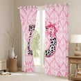 thumbnail image 3 of Homewish Initial D Letter Curtains Pack of 2 (42x84 Each) for Kids, Bohemian Damask Flower Curtains Blackout, Pink Princess Bowknot Home Decor, 3 of 6