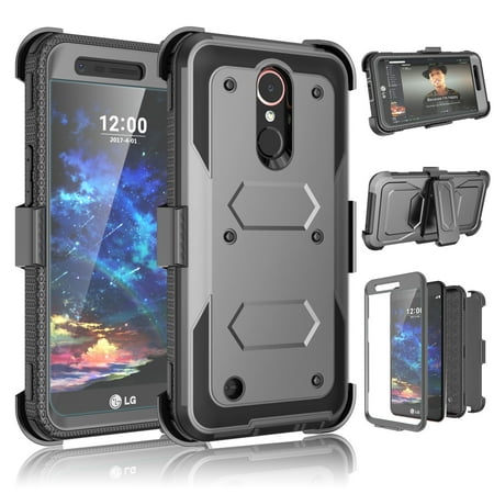 LG K20 Plus Case,LG K20 Plus Holster,LG K20 Plus Case Clip,Tekcoo [TShell] [Built-in Screen Protector] Locking Secure Swivel Belt Kickstand Phone Case Cover For LG K20 Plus