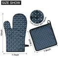 thumbnail image 6 of Navy Blue and White Geometric Pattern Kitchen Oven Mitt and Pot Holder Sets 2 Pcs for Baking, Cooking and Grilling, Heat Resistant Up To 392 °F, 6 of 7