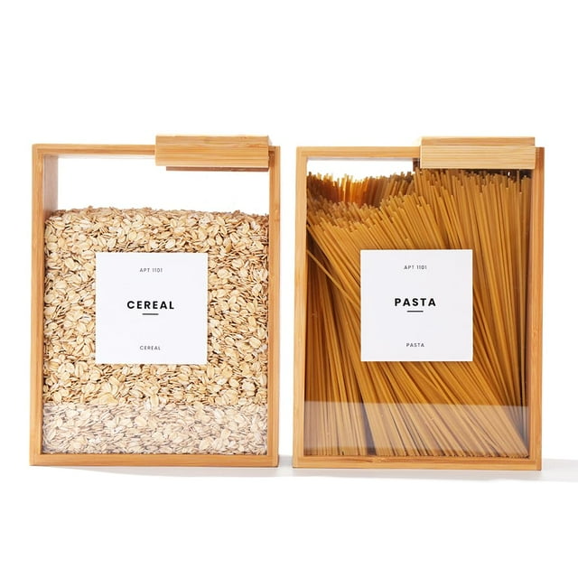 Dispensador de alimentos APT 1101 de bambú de 2 litros para cereales, arroz y harina