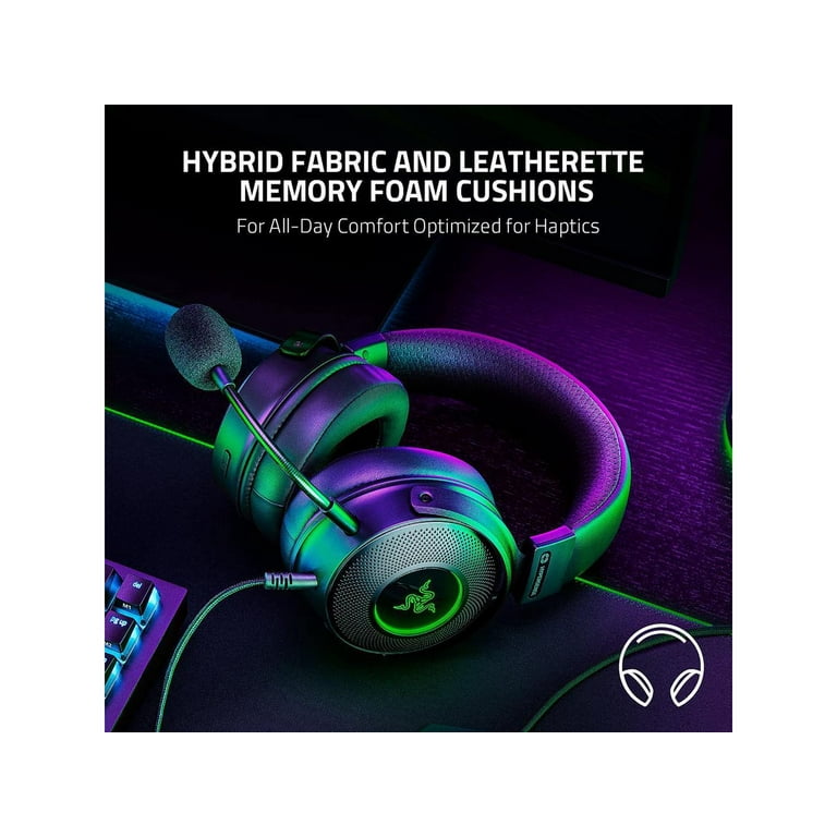 Razer Kraken V3 HyperSense Wired USB Gaming Headset w/Haptic Technology: Triforce Titanium 50mm Drivers - THX Spatial Audio - Hybrid Fabric & Razer Kraken V3 HyperSense Wired USB Gaming Headset w/Haptic Technology: Triforce Titanium 50mm Drivers - THX Spatial Audio - Hybrid Fabric &