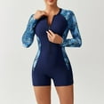thumbnail image 2 of One Piece Swimsuits for Women Bult in Bra Swimwear with Long Sleeve Zip Up Wetsuit for Water Sport Diving Snorkeling Surfing Blue-1 XXL, 2 of 8