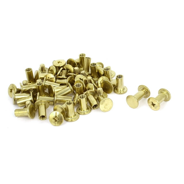Tornillo de unión chapado en latón de 5x10mm 30pcs para álbum de cuero
