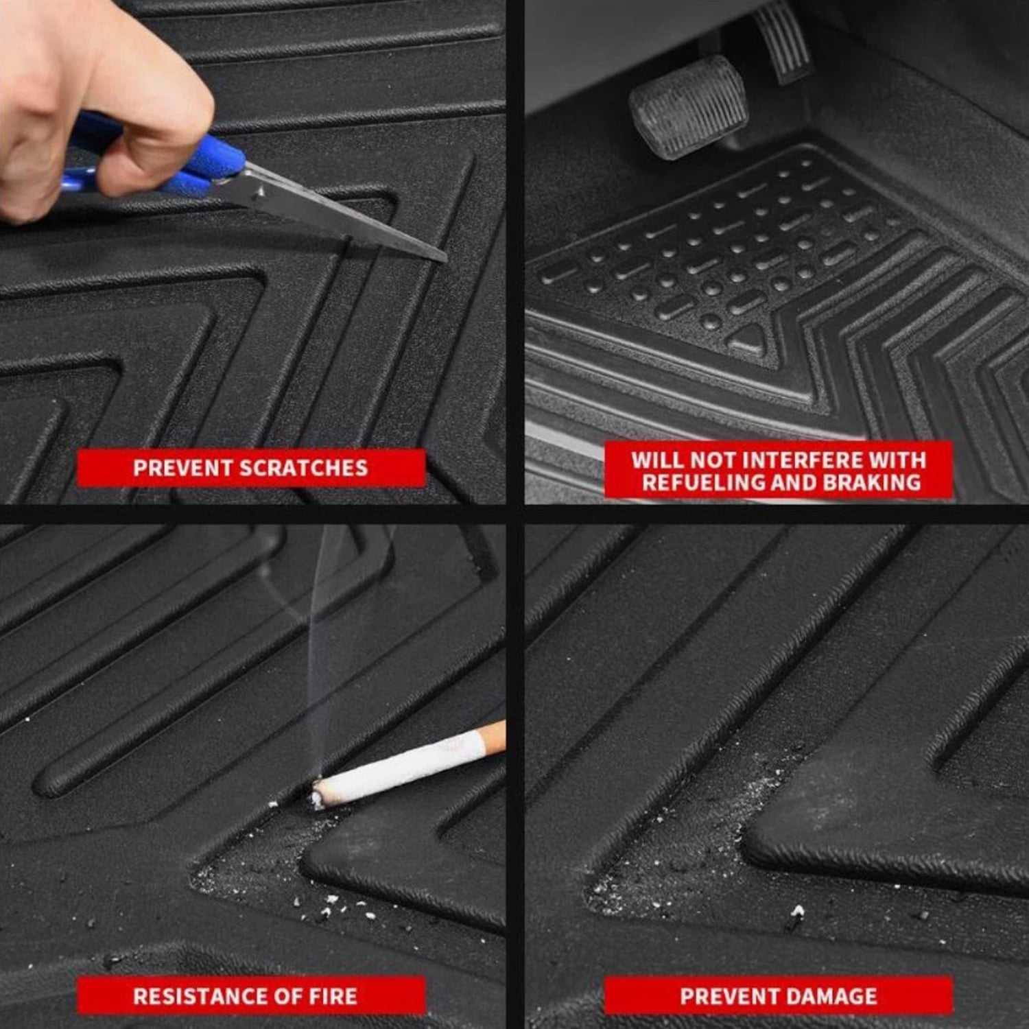 BaiCH Car Floor Mats for Ford Expedition MAX 7 Seats 2018-2025 All Weather TPE Rubber Floor Liners Protection Black
