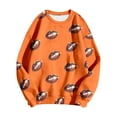 thumbnail image 4 of Tiweut Womens' Leisure Sweatshirts Fashion Football Printed Round Neck Hoodless Long Sleeve Loose Fit Pullover Tops Orange,L, 4 of 4