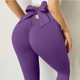 thumbnail image 4 of UTTOASFAY Woman Pants Fashion Ladies Pure Color Pants Hip Lifting Elastic Fitness Running Yoga Pants Purple L, 4 of 5