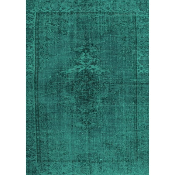 Ahgly Company Machine Washable Indoor Rectangle Persian Turquoise Blue Traditional Area Rugs, 5' x 7'