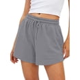 thumbnail image 2 of Women Sweat Shorts Casual Summer Comfy Lounge High Waisted Cotton Shorts with Pockets Gray XXL, 2 of 6
