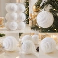 thumbnail image 5 of 12 Pack Christmas Pearl Ball Ornaments - 2.36" White Glittered Baubles for Tree Holiday Party Decor, 5 of 7