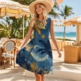 thumbnail image 3 of Garronmavis Palm Tree Couple Matching Hawaiian Outfits Mens Short Sleeve Shirt Size XL and Women's Tank Dress Polyester Casual Sleeveless Sundresses, 3 of 7
