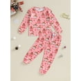 thumbnail image 2 of Arvbitana 3T 4T 5T 6T 7T Little Girls Christmas 2Pcs Outfits Gingerbread Man/Elk Print Long Sleeve Sweatshirt + Elastic Pants Sets Toddler Kids Casual Daily Clothes, 2 of 9