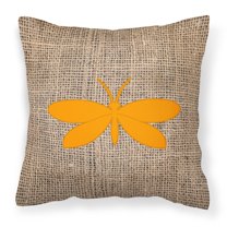Carolines Treasures BB1055-BL-OR-PW1818 Moth Burlap and Orange   Canvas Fabric Decorative Pillow BB1055 18H x18W