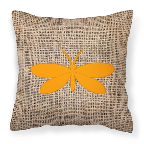 Carolines Treasures BB1055-BL-OR-PW1818 Moth Burlap and Orange   Canvas Fabric Decorative Pillow BB1055 18H x18W