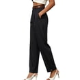 thumbnail image 5 of Guluxicc Womens Casual Tapered Pants Belted High Waisted Trousers with Button Cuffs and Pockets Solid Color Pants for Work, 5 of 7