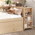 thumbnail image 4 of Twin Size Wood Daybed with Trundle, Daybed Frame with Storage Drawers, Side Shelves and Desk for Bedroom,Gold, 4 of 10