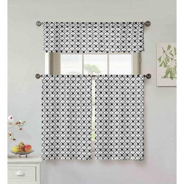 Duck River Textile ORAL 14388D-12 Oralie 3 Piece Kitchen Curtain Tiers&#44; Silver