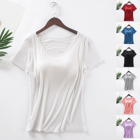 RongHuan T Shirt for Women Lightweight Workout Tees Casual Short Sleeve Yoga Shirts Undershirts Crew Neck Tshirt