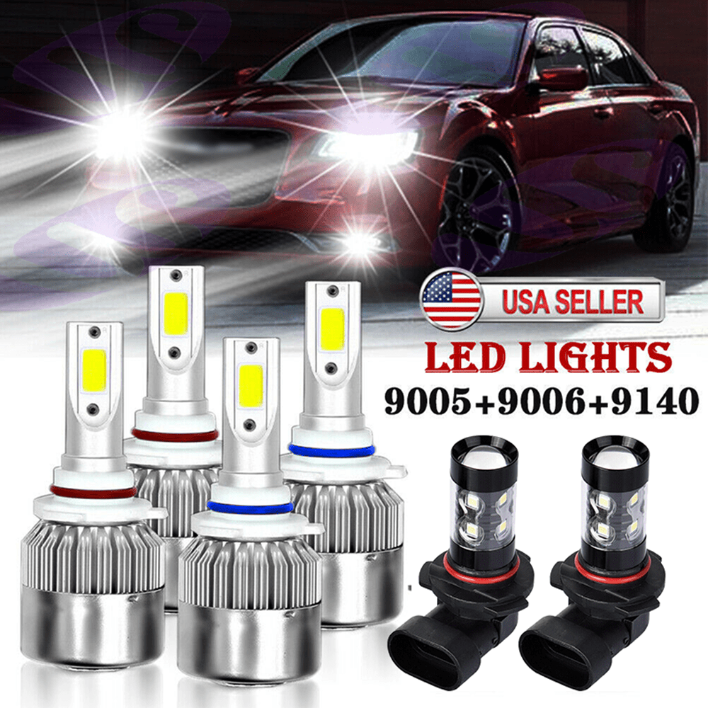 White LED Headlight Bulb High/Low Beam Fog Light Kit For Chrysler 300C 2005-2009