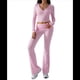 thumbnail image 1 of Conjunto Deportivo de 2 Piezas para Mujer, Camiseta de Larga, Pantalones Acampanados con Solapa, Chándal Informal, Rosa, Talla M, 1 of 8