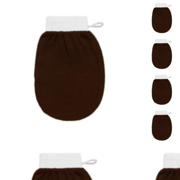 Qarigey Guante de baño portátil para el hogar Guantes exfoliantes para el cuerpo en la espalda Café oscuro 10piezas