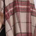 thumbnail image 6 of Xfvqtps Women Cape Faux Fur Collar and Cuff Tassel Hem Cloak Plaid Open Front Loose Large Size Thickened Windproof Coldproof Warm Winter Long Coat Khaki, 6 of 7