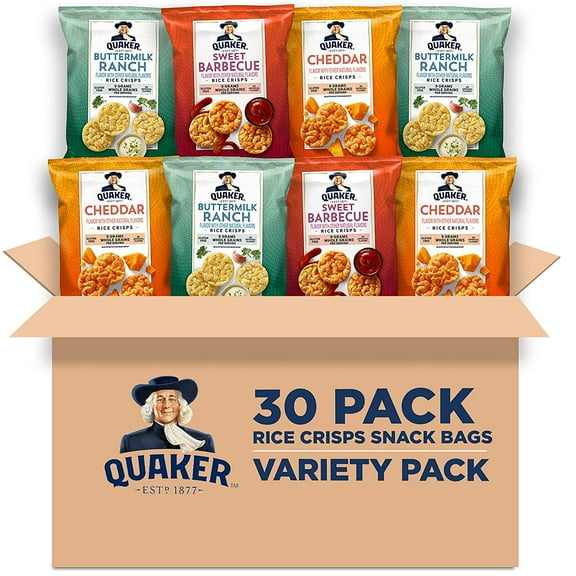 Quaker Rice Crisps, Savory Mix, 0.67 oz Bags, Gluten Free, 30 Count