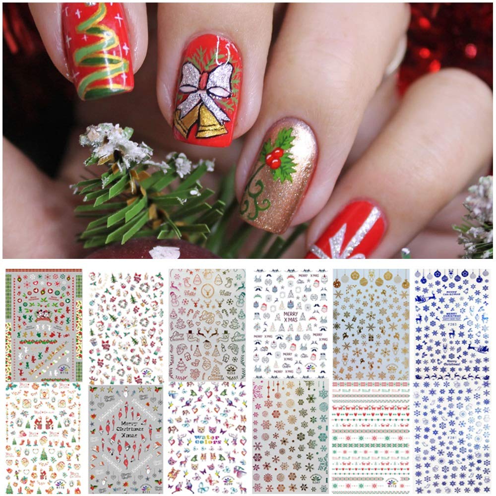 1000 Patterns Christmas Nail Art Stickers Decals, Self