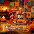 thumbnail image 6 of Dia De Los Muertos Picture Frames, Day of the Dead Altar Frame Set with Mariachi Skeleton, Wooden Ofrenda Style Tabletop Display, Fiesta Decor, 6 of 6