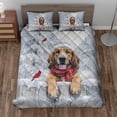 thumbnail image 2 of Playful Bloodhound Welcomes Winter Snowy Day with Cardinal Bird Quilt Bedding Set Dog Lover 1 Blanket Bed Cover 2 Pillowcases - 12017, 2 of 5