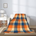 thumbnail image 5 of Throw Blanket for Couch Sofa and Bed, Warm Orange Plaid Super Soft Plush Throw Blanket, Fuzzy Cuteness Comfy Warm Washable Flannel Blanket & Throws for All Season 80"x60", 5 of 7