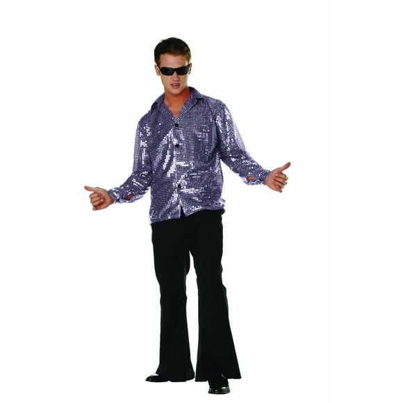 Camisa RG Costumes Disco Inferno plateada talla M (36-38) para hombre