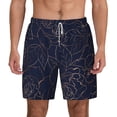 thumbnail image 3 of Uemuo Navy Dark Blue Pattern Mens Swim Trunks Quick Dry Board Shorts with Mesh Lining, Stretch Beach Shorts Quick Dry No-Chafing Board Shorts-Large, 3 of 9