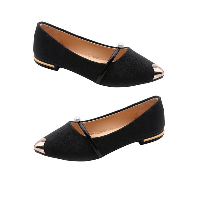 1 par de zapatos planos puntiagudos de verano color piel, elegantes, antideslizantes, con perlas, para mujer soltera