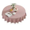 thumbnail image 3 of Striped Tassel Round Tablecloth Cotton Linen Wrinkle Resistant Table Cover for Kitchen Dining Home Tabletop Decoration, 3 of 7