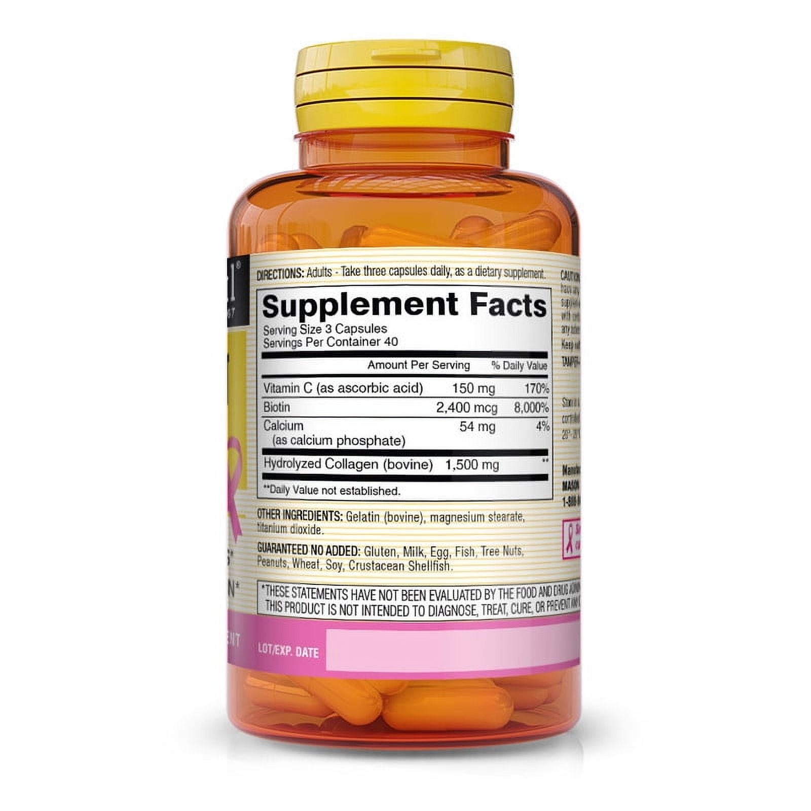 6PCK Mason Hydrolyzed Collagen 1500 Biotin Vitamin C 120 Capsules-Hair Skin&Nail