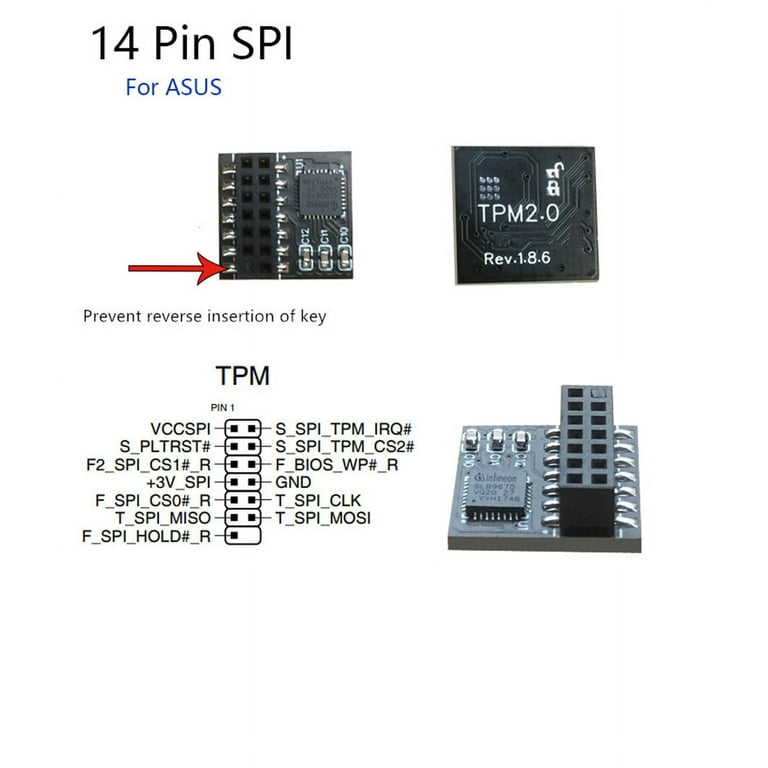 TPM 2.0 SPI Card Module 14-1 Pin Safety Block For ASUS