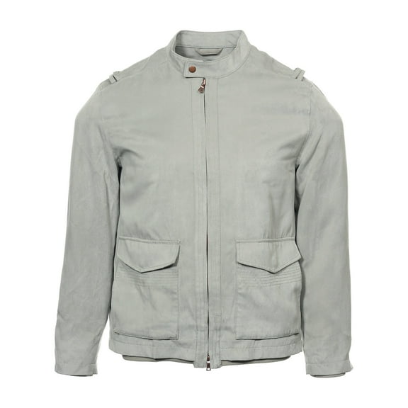 Alfani Mens Bomber Microsuede Military Jacket (2XLarge, City Taupe)